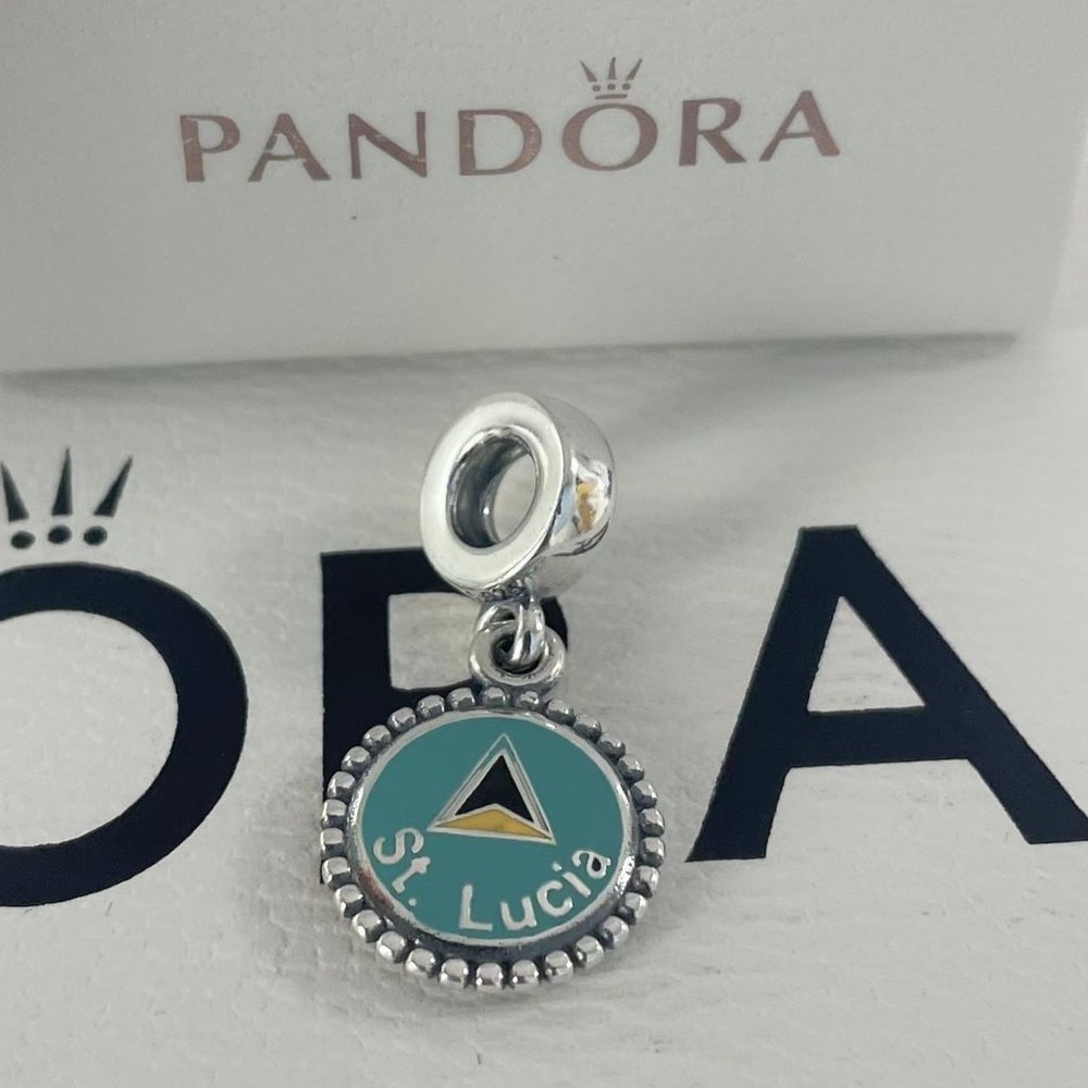 Pandora Saint Lucia Flag  Exclusive Dangle Charm Pendant